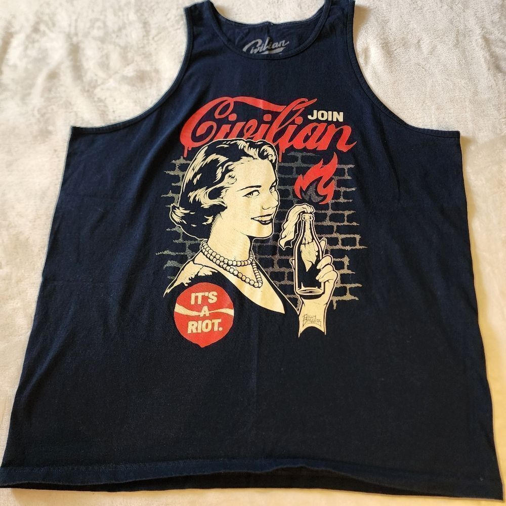Civilian Limited Edition By Billy Dagerty Its A Riot Navy Blue Tank Top Size 2XL